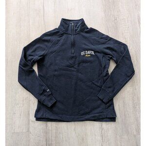 UC Davis Sweatshirt Womens Navy Blue Fleece Jansport 1/4 Zip Sz M(Snug) S(Loose)